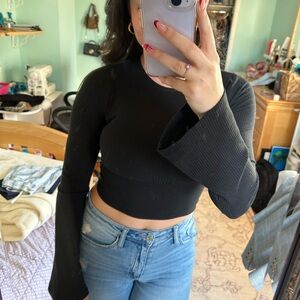 cotton on black bell sleeve top